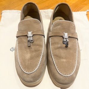 Loro Piana Summer Walk with Charms suede loafers Tan color Size EU 39 / US 8.5